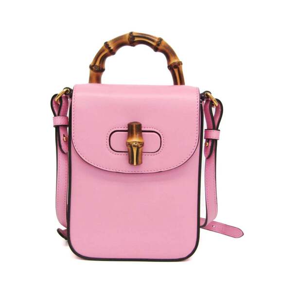 Gucci Handbags - GUCCI Authentic Pink Leather Bamboo Shoulder Bag